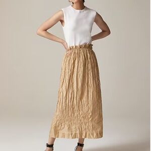 NWT J Crew Crinkle Gather Waist Skirt, Camel, Sz M